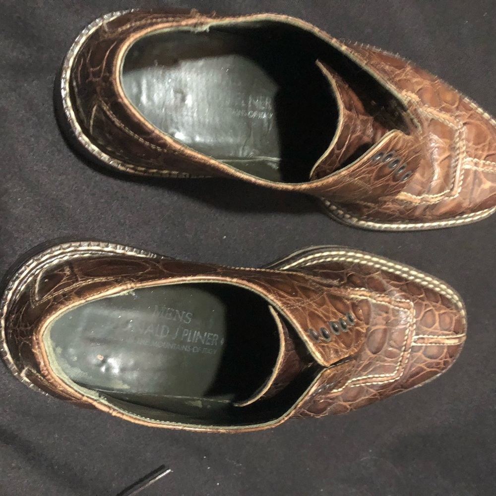 Men's Brown Crocodile Pattern Shoes